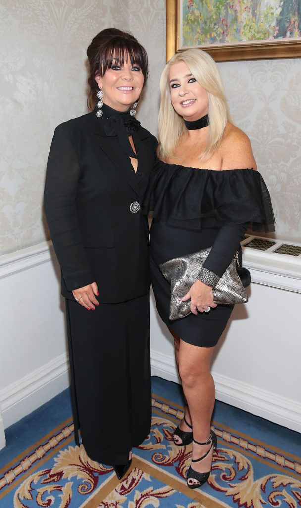 Anne Wolverson and Sharon Hennessey at the Cari Charity Christmas lunch at the Shelbourne Hotel, Dublin (Picture Brian McEvoy).