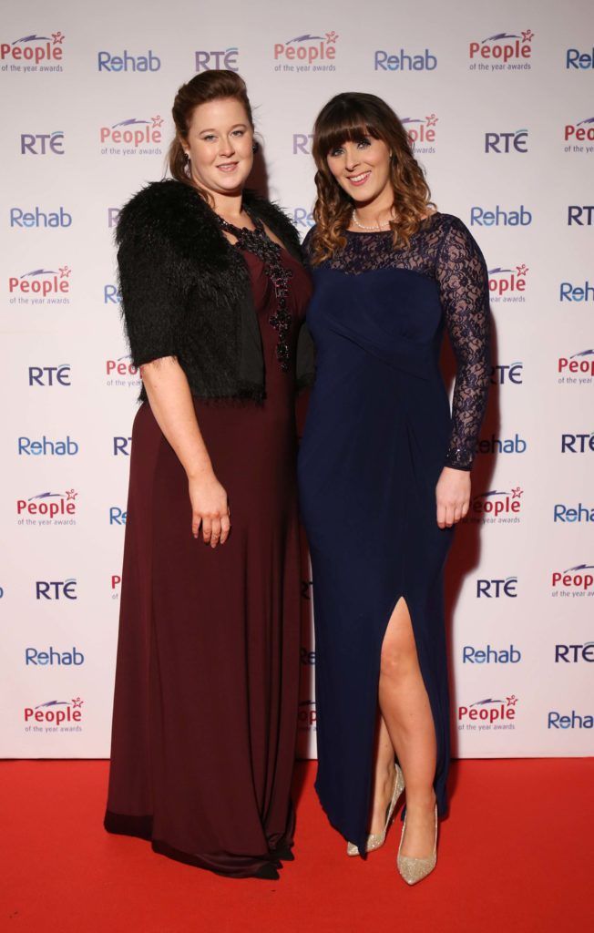 Lisa Kennedy and Louise Larkin, pictured on the red carpet prior to the start of the 2016 Rehab People of the Year Awards held in the CityWest Hotel. Pic. Robbie Reynolds