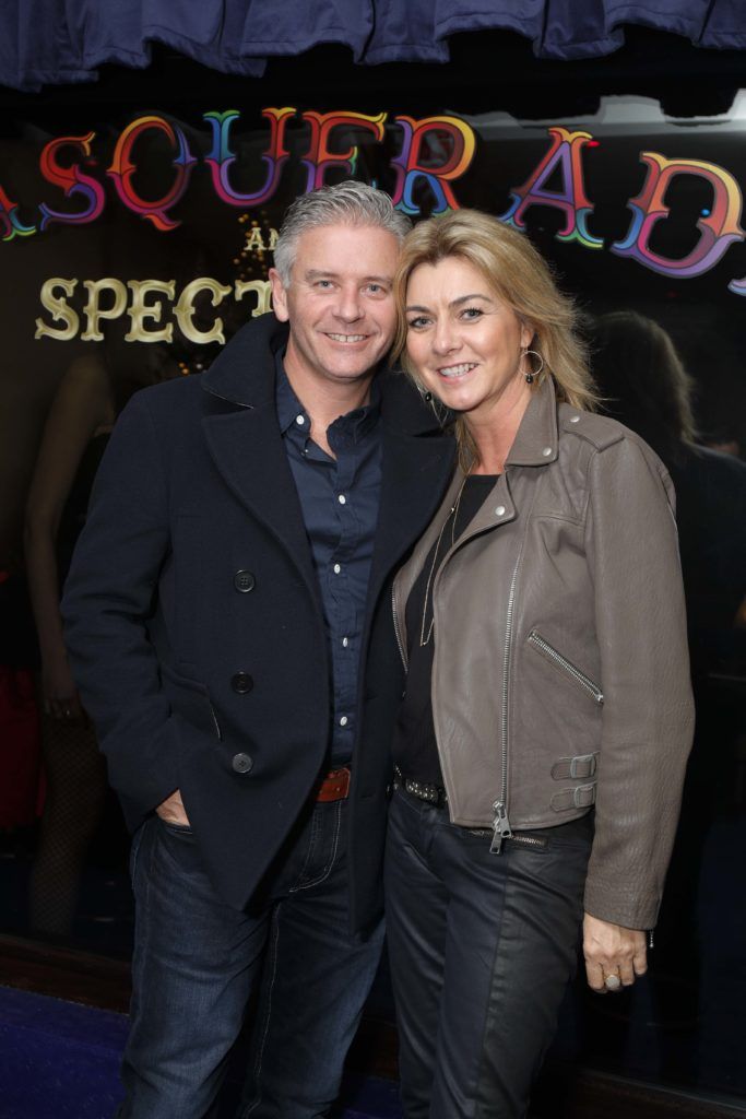 Pictured at the launch of the 'Masquerade and Spectacle' the late night theatre club at Number Twenty Two, South Anne Street, Dublin 2 which is a unique and exclusive venue that combines the Library Bar, restaurant, club and theatre, were  Graham White and Adrienne Goodhart. Picture Robbie Reynolds Photography.