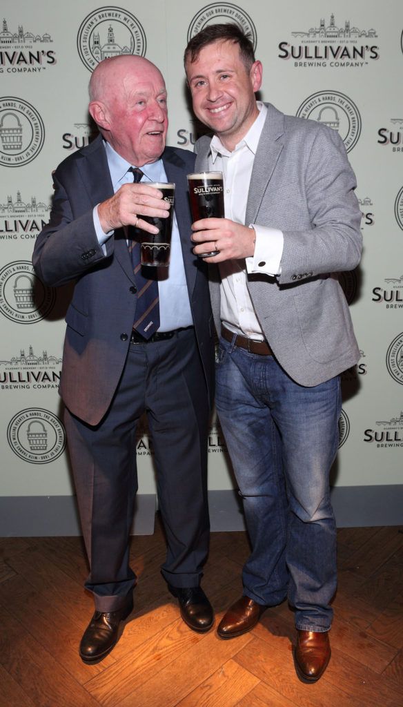 Paul Smithwick and his son Dan Smithwick at the Dublin launch of Sullivan's Brewing Company at Lemon and Duke, Royal Hibernan Way, Dublin. Picture Brian Mcevoy.