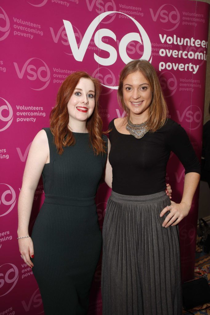 Pictured was Maria Price and Jessica Civiero at VSO Ireland's fashion fundraiser Chic at the Shelbourne Hotel. Picture Conor McCabe Photography.