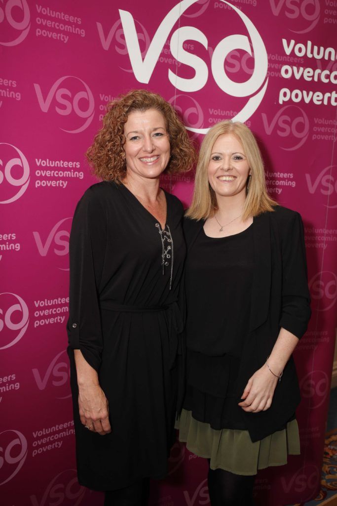 Pictured was Carol O'Reilly and Lisa Grace at VSO Ireland's fashion fundraiser Chic at the Shelbourne Hotel. Picture Conor McCabe Photography.