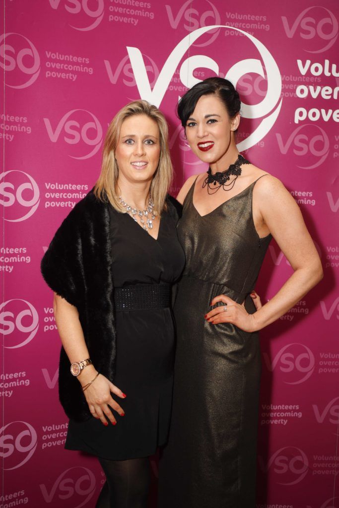 Pictured was Anne Marie Tallon and Fiona Walsh at VSO Ireland's fashion fundraiser Chic at the Shelbourne Hotel. Picture Conor McCabe Photography.