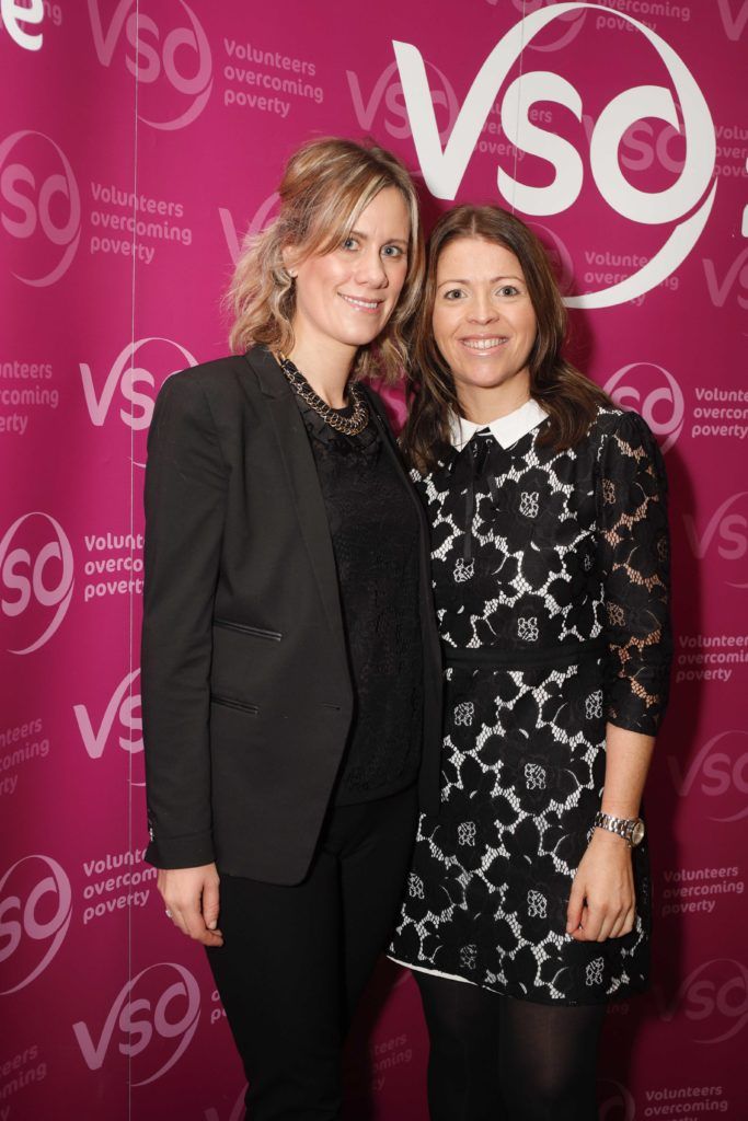 Pictured was Clair Sood and Louise Gaffney at VSO Ireland's fashion fundraiser Chic at the Shelbourne Hotel. Picture Conor McCabe Photography.