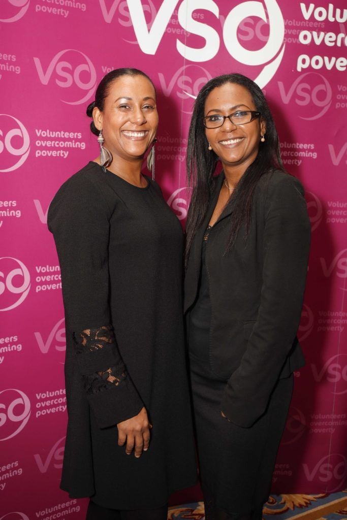 Pictured was Shelly Dhana and Reyhana Ryan at VSO Ireland's fashion fundraiser Chic at the Shelbourne Hotel. Picture Conor McCabe Photography.