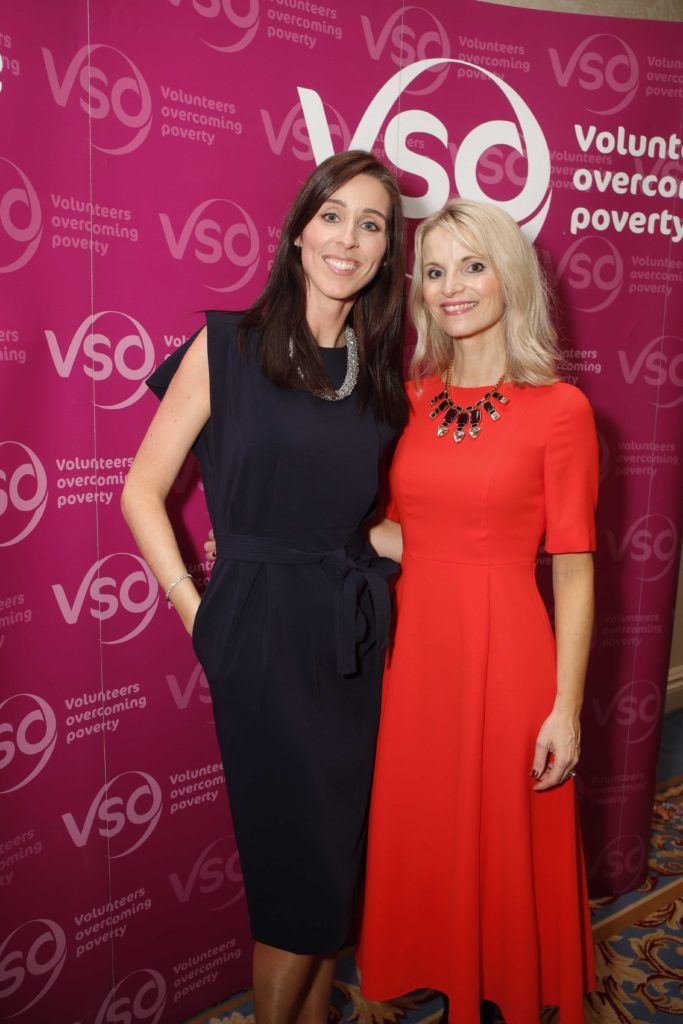 Pictured was Janis Heather and Siobhan O Shea at VSO Ireland's fashion fundraiser Chic at the Shelbourne Hotel. Picture Conor McCabe Photography.