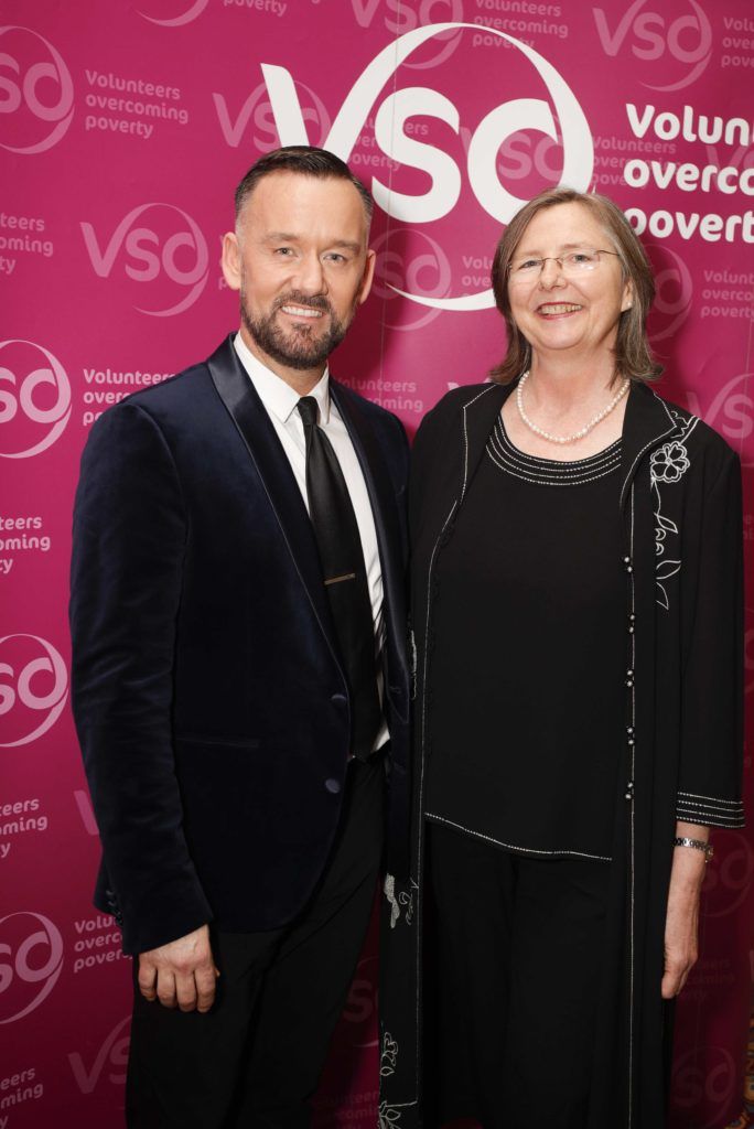 Pictured was Irish television presenter and fashion designer Brendan Courtney and Kate O'Donnell, VSO, Executive Director at VSO Ireland's fashion fundraiser Chic at the Shelbourne Hotel. Picture Conor McCabe Photography.