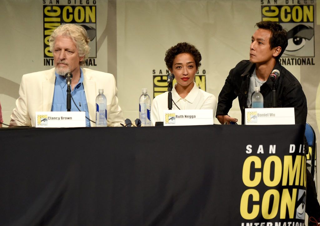 Actors Clancy Brown, Ruth Negga and  Daniel Wu speak onstage at the Legendary Pictures panel during Comic-Con International 2015 the at the San Diego Convention Center on July 11, 2015 in San Diego, California.  (Photo by Kevin Winter/Getty Images)