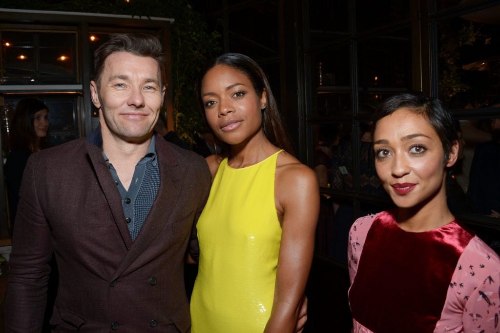 Actors Joel Edgerton, Naomie Harris, and Ruth Negga attend the Hollywood Foreign Press Association and InStyle celebrate the 2017 Golden Globe Award Season  at Catch LA on November 10, 2016 in West Hollywood, California.  (Photo by Matt Winkelmeyer/Getty Images)