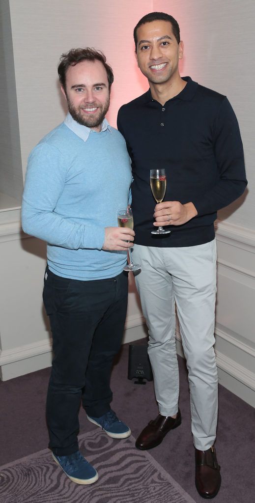 Edward O Rourke and Sean Munsanje at the Lancome Christmas Celebration at the Westbury Hotel, Dublin (Pictures: Brian McEvoy).