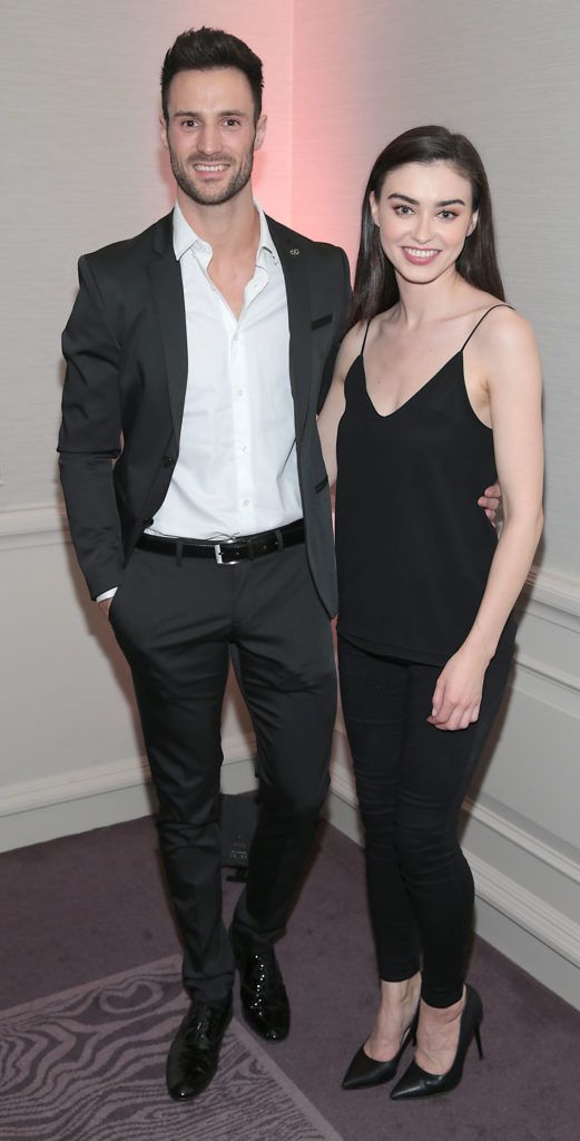 Darren King and Sarah Tansey at the Lancome Christmas Celebration at the Westbury Hotel, Dublin (Pictures: Brian McEvoy).