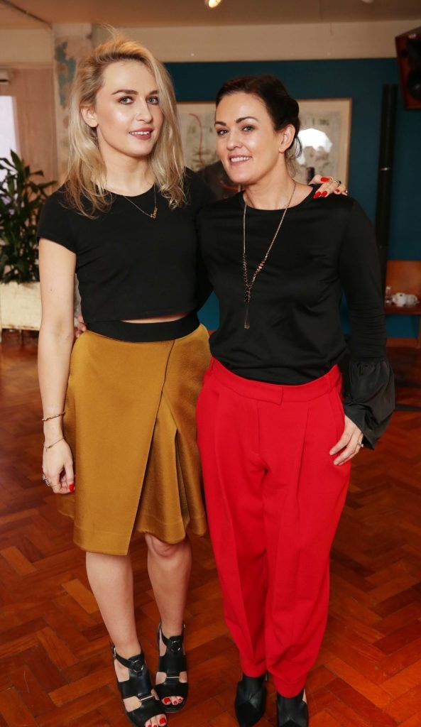 Emma Williams and Fiona Hodgins, pictured at the National Lottery Christmas Lunch held in the Drury Buildings, Dublin. Pic. Robbie Reynolds