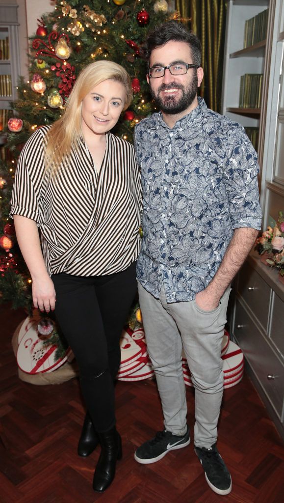 Cliona Kelly and Patrick Kavanagh  pictured at the Xpose Meaghers Pharmacy Festive Beauty Banquet at the Dylan Hotel ,Dublin.
Picture:Brian McEvoy
