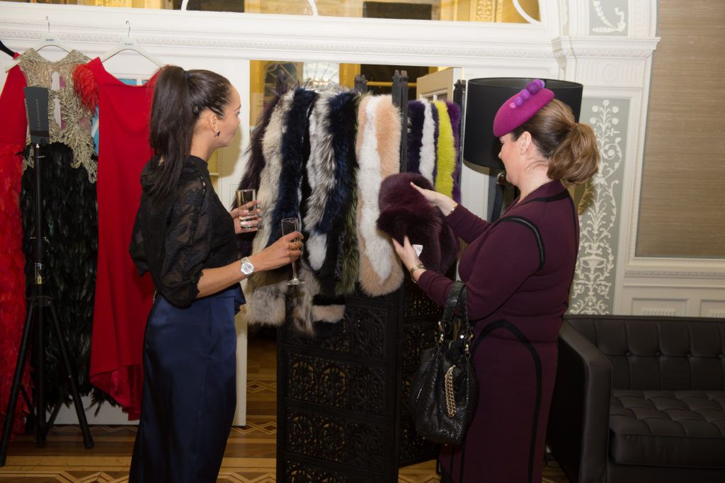 Linda Malone and Georgina Kane,  pictured last night at the Umit Kutluk Spring/Summer 2017 preview.