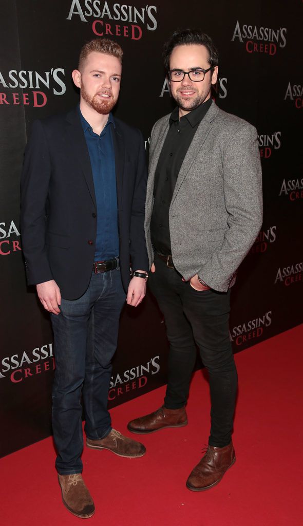 Paul Thompstone and Steven Hall pictured at the special preview screening of Assassin's Creed at the Savoy Cinema Dublin (Picture Brian McEvoy).