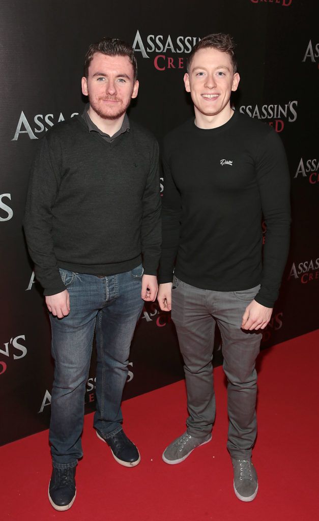 Niall McKeogh and Jamie Hughes pictured at the special preview screening of Assassin's Creed at the Savoy Cinema Dublin (Picture Brian McEvoy).