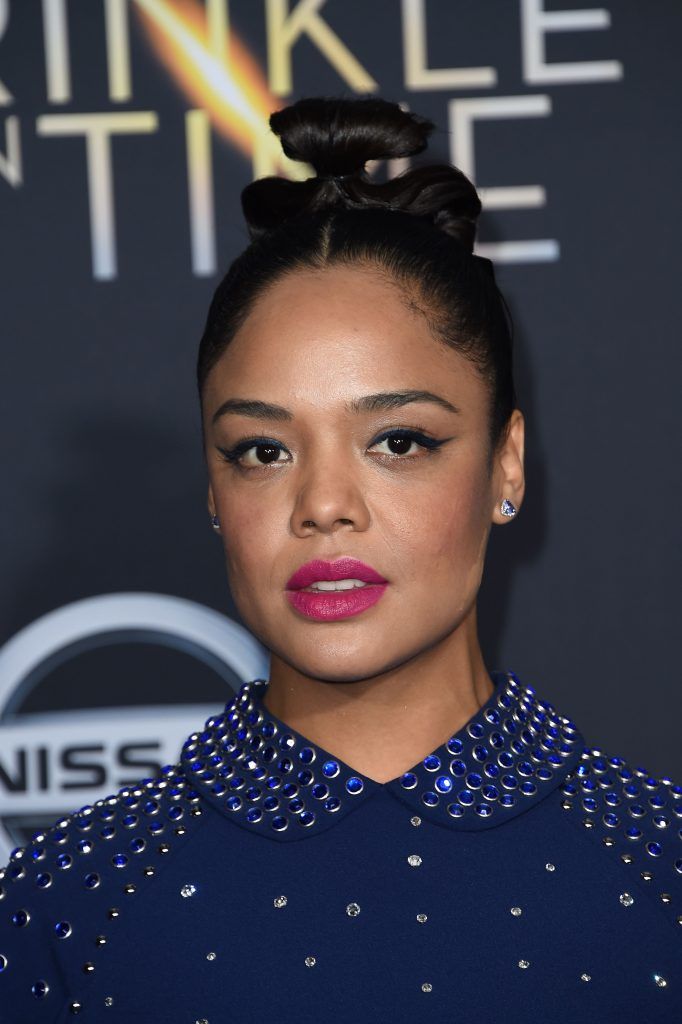Actress Tessa Thompson attends the premiere of Disney's "A Wrinkle in Time," on February 26, 2018, at the El Capitan Theatre in Hollywood, California.  (Photo by ROBYN BECK/AFP/Getty Images)