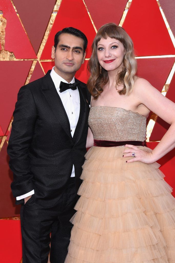 HOLLYWOOD, CA - MARCH 04:  Kumail Nanjiani (L) and Emily V. Gordon attend the 90th Annual Academy Awards at Hollywood & Highland Center on March 4, 2018 in Hollywood, California.  (Photo by Kevork Djansezian/Getty Images)