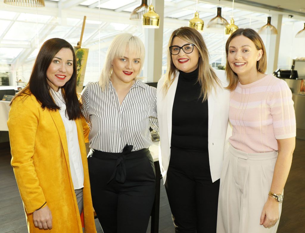 Cathy Mulherne, Michelle Shaw, Lyndsey Winters and Ciara O'Kelly at the M&S International Women's Day Breakfast held at the restaurant of their Grafton Street Store. Photo Kieran Harnett
