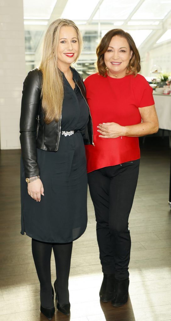 Frances Deasy and Norah Casey at the M&S International Women's Day Breakfast held at the restaurant of their Grafton Street Store. Photo Kieran Harnett