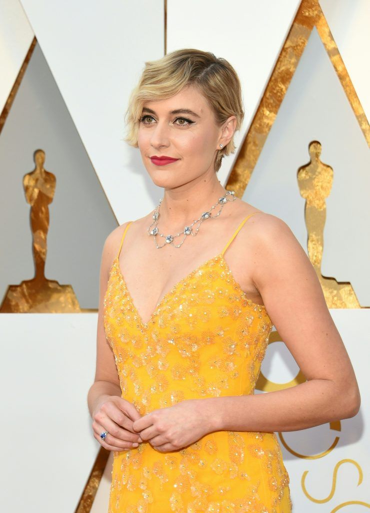 Greta Gerwig arrives for the 90th Annual Academy Awards on March 4, 2018, in Hollywood, California.  (Photo by VALERIE MACON/AFP/Getty Images)