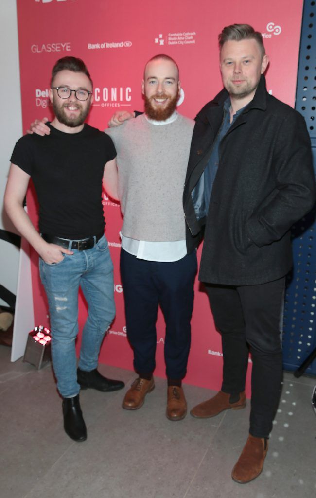 Pat Horan, Andrew Emerson and John O Connor at the IDI Why Design launch at the Greenway Building in Stephens Green, Dublin. Photo: Brian McEvoy