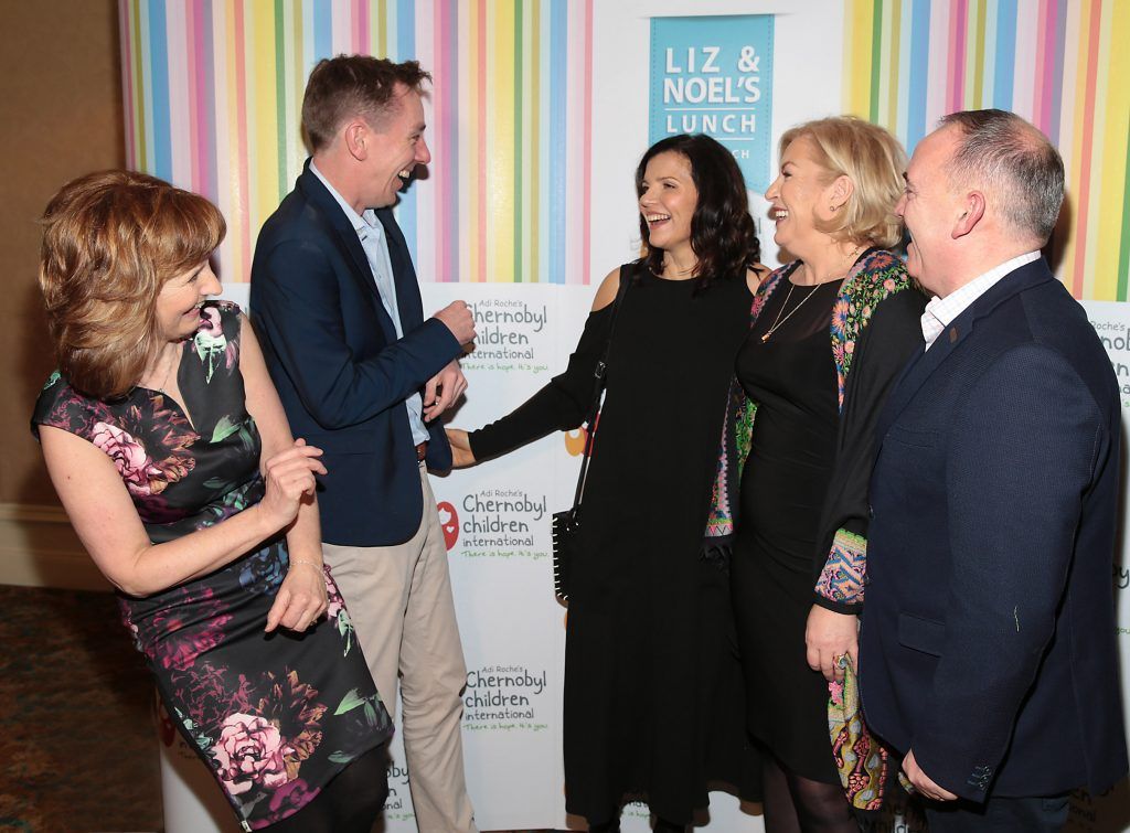 Adi Roche, Ryan Tubridy, Ali Hewson, Liz O Donnell and Noel Kelly at 'Liz and Noel's Chernobyl Lunch' at the Intercontinental Hotel, Ballsbridge, Dublin. Photo: Brian McEvoy