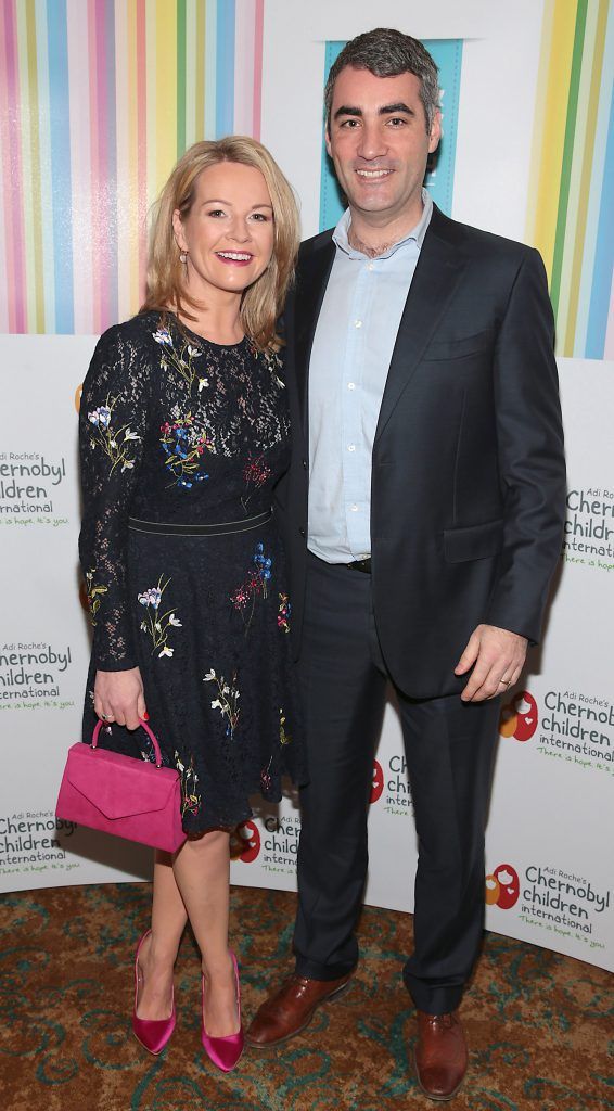 Claire Byrne and Gerry Scollan at 'Liz and Noel's Chernobyl Lunch' at the Intercontinental Hotel, Ballsbridge, Dublin. Photo: Brian McEvoy