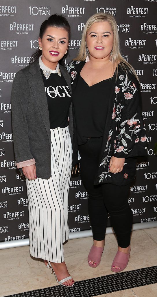 Roisin Doherty and Lucy Curran at the launch of BPerfect Cosmetics 10 Second Tan Mousse in Wilde Restaurant at The Westbury Hotel, Dublin. Photo: Brian McEvoy
