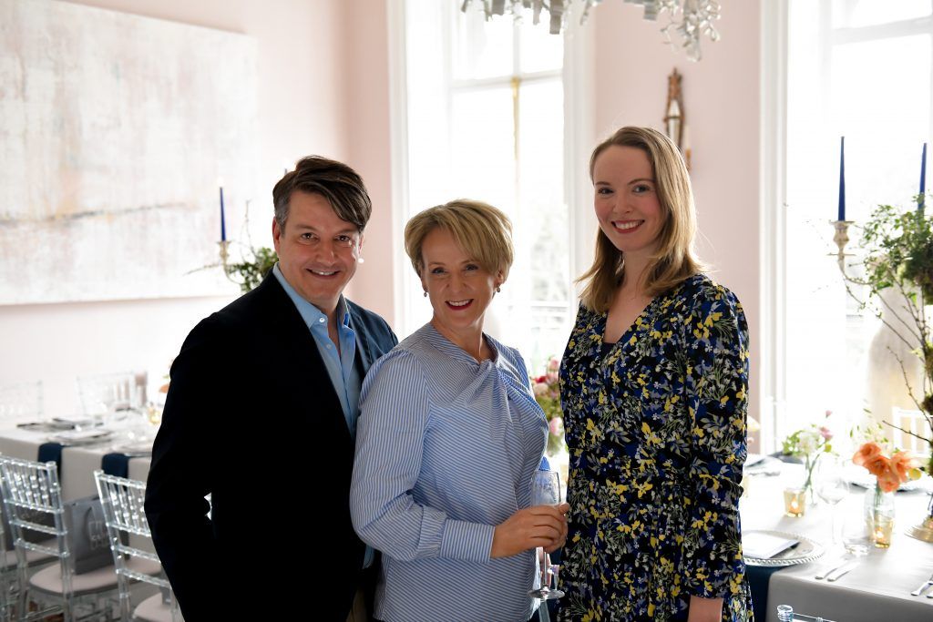 Cliff Townhouse brought together two top international wedding and event planners, Bruce Russell and Tara Fay, for two exclusive wedding events on March 13th 2018. Pictured is Bruce Russel, Sybil Mulcahy and Claire Murrihy