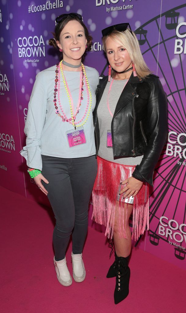 Jill McDonough and Tara O Brien at the Cocoa Brown Tan Cocoachella Party to celebrate the launch of their new limited edition festival one hour tan bottle. Photo: Brian McEvoy