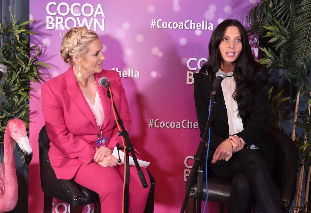 Melanie Morris and   Chasidy McDowell at the Cocoa Brown Tan Cocoachella Party to celebrate the launch of their new limited edition festival one hour tan bottle. Photo: Brian McEvoy