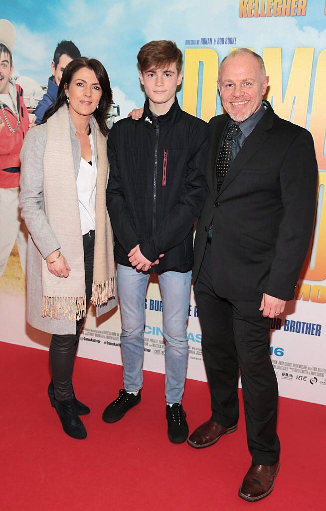 Louise Oates, Sam Oates and Enda Oates at the Audi Dublin International Film Festival Irish premiere screening of Damo and Ivor: The Movie at ODEON Point Village, Dublin. Photo: Brian McEvoy