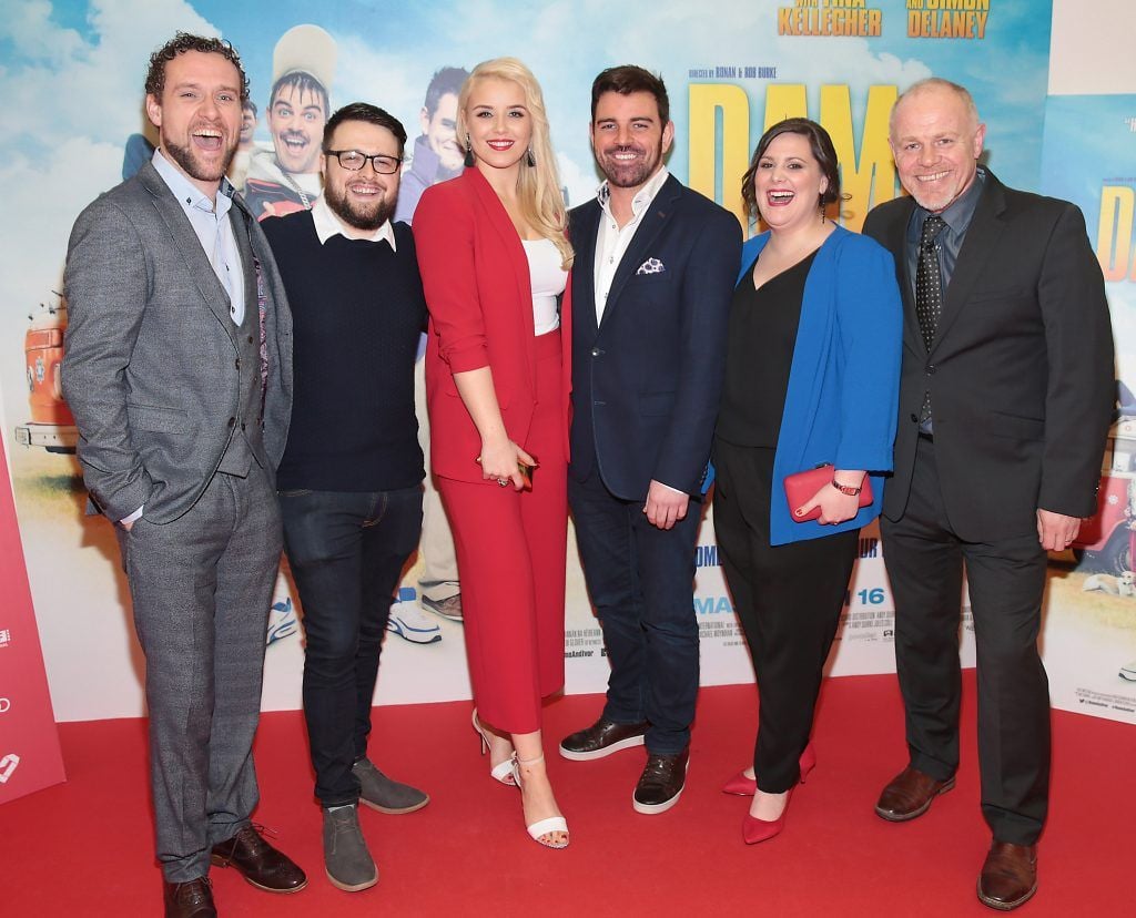 Graeme Singleton, Lewis Magee, Rebecca Grimes, Andy Quirke, Eimear Morrissey and Enda Oates at the Audi Dublin International Film Festival Irish premiere screening of Damo and Ivor: The Movie at ODEON Point Village, Dublin. Photo: Brian McEvoy