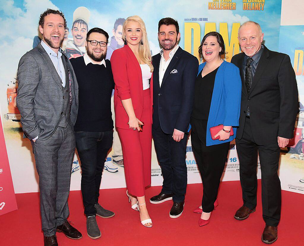 Graeme Singleton, Lewis Magee, Rebecca Grimes, Andy Quirke, Eimear Morrissey and Enda Oates at the Audi Dublin International Film Festival Irish premiere screening of Damo and Ivor: The Movie at ODEON Point Village, Dublin. Photo: Brian McEvoy