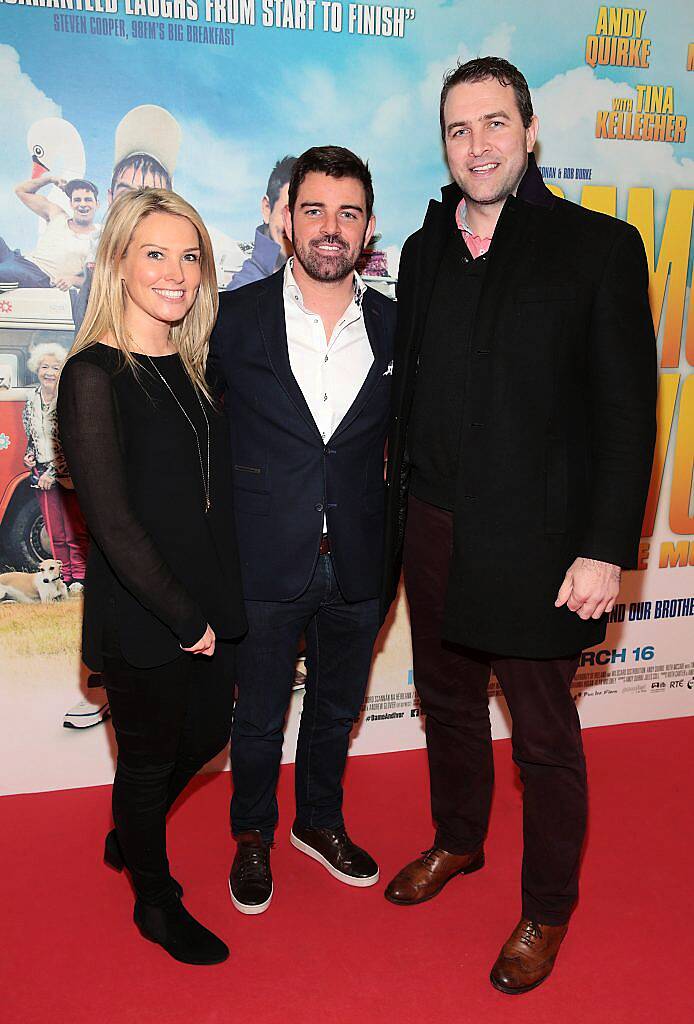 Michelle McGill, Andy Quirke and Stephen Bradshaw at the Audi Dublin International Film Festival Irish premiere screening of Damo and Ivor: The Movie at ODEON Point Village, Dublin. Photo: Brian McEvoy