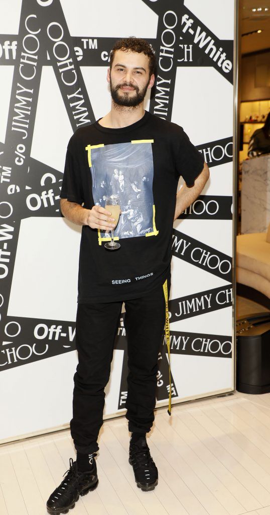 Adam Gaffey at Brown Thomas' unveiling of the highly anticipated Off-White c/o Jimmy Choo collaboration in the Grafton Street store (8th March 2018). Photo: Kieran Harnett