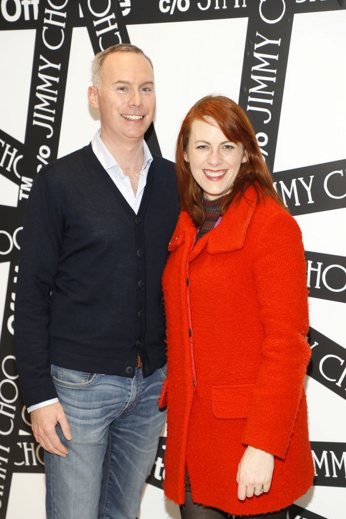 Wayne Cronin and Aoife O'Carra at Brown Thomas' unveiling of the highly anticipated Off-White c/o Jimmy Choo collaboration in the Grafton Street store (8th March 2018). Photo: Kieran Harnett