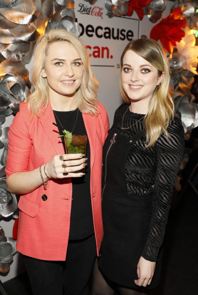 Emma Williams and Laura Connell at the launch of Diet Coke's Because I Can Series held at Yamamori Tengu. Photo: Kieran Harnett