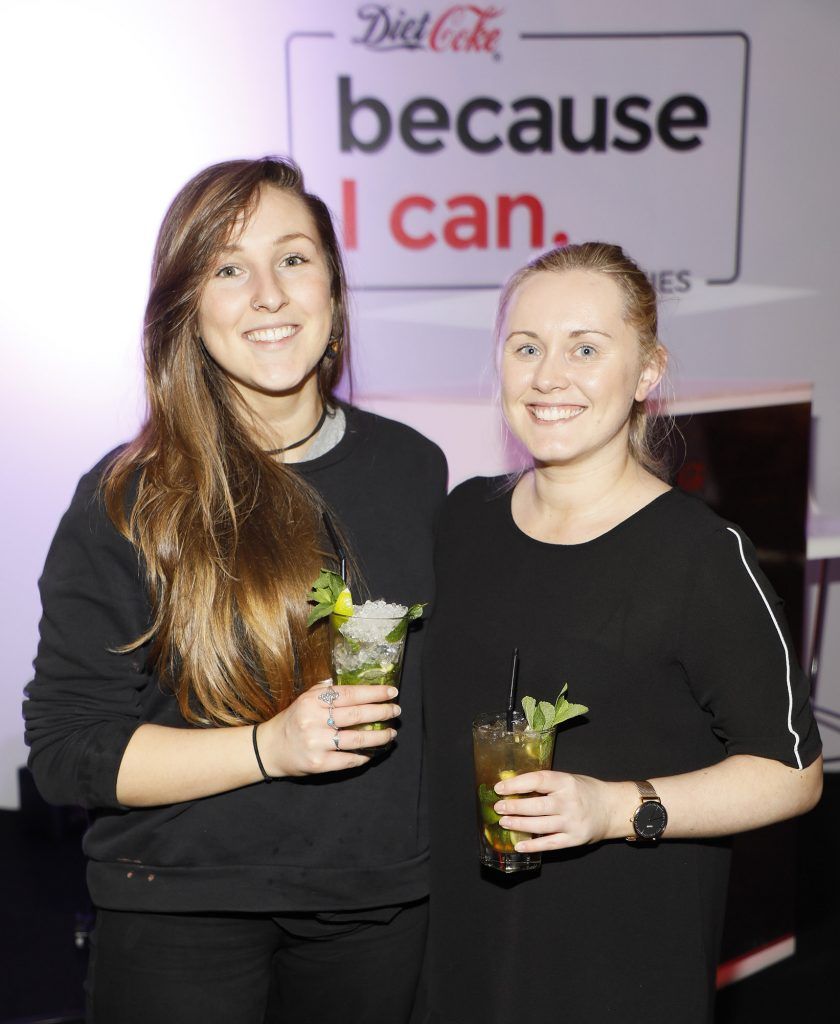 Grace Dwyer and Ciara Spain at the launch of Diet Coke's Because I Can Series held at Yamamori Tengu. Photo: Kieran Harnett