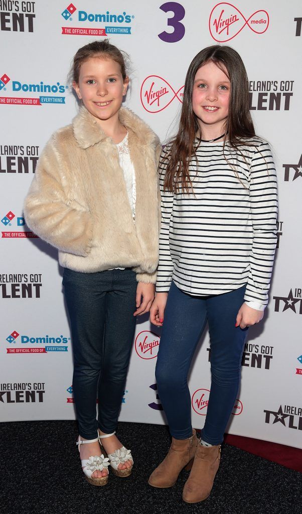 Lily Curran and Sarah Courtney pictured at Ireland's Got Talent Live Shows (TV3) at The Helix Theatre, Dublin. Photo: Brian McEvoy Photography