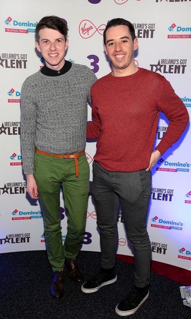Mikie O Loughlin and Darragh Ashmore  pictured at Ireland's Got Talent Live Shows (TV3) at The Helix Theatre, Dublin. Photo: Brian McEvoy Photography