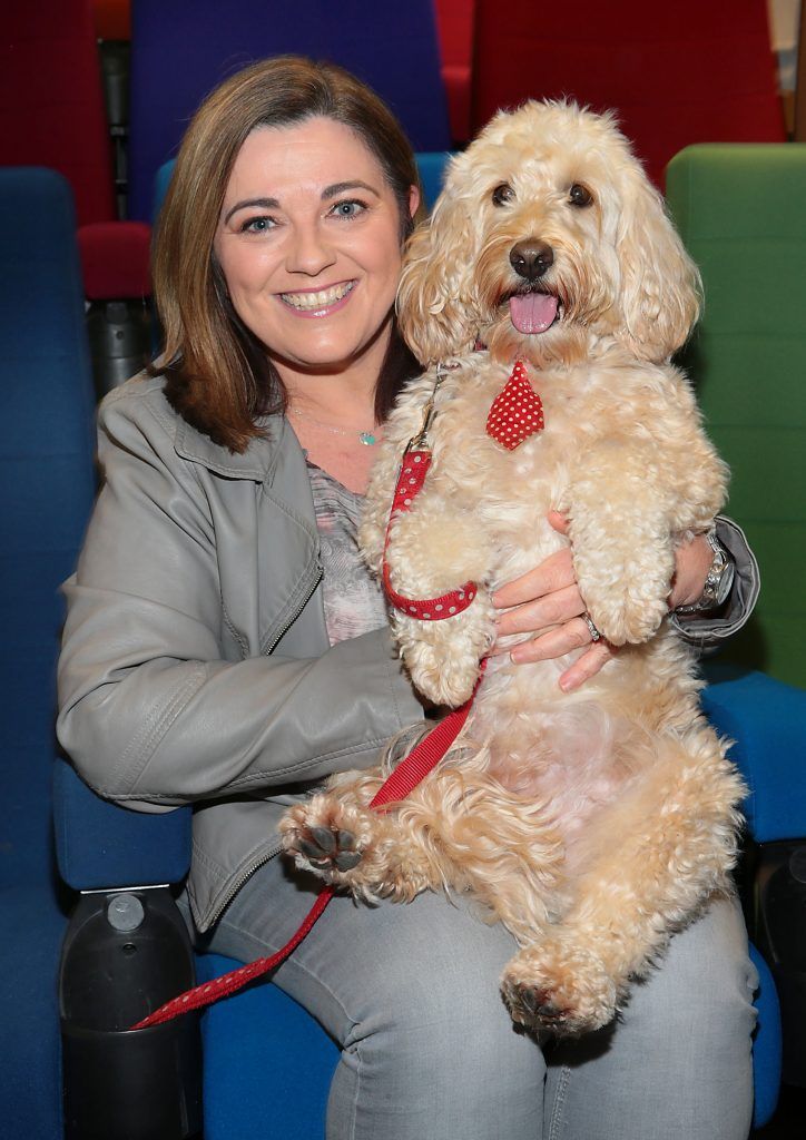 Anne Marie Murphy and her dog Alfie at the special preview screening of Isle of Dogs at the Lighthouse Cinema, Dublin. Photo by Brian McEvoy