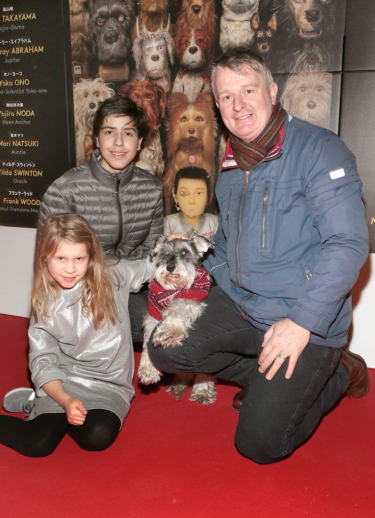 Sadhbh Magee, Charlie Magee and Michael Magee at the special preview screening of Isle of Dogs at the Lighthouse Cinema, Dublin. Photo by Brian McEvoy