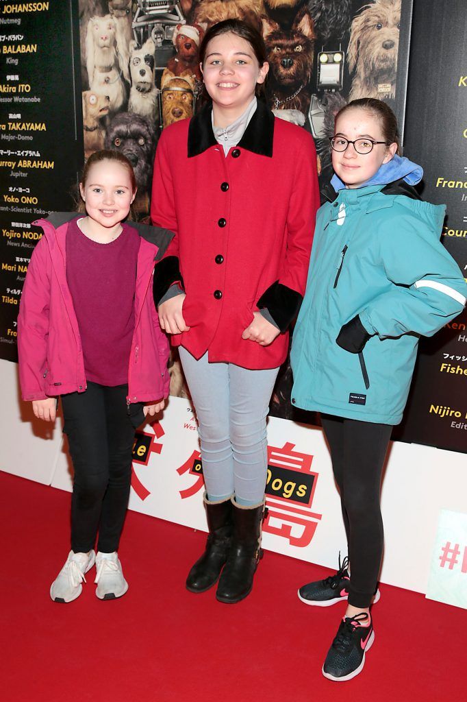 Grace Tansey, Laoise Molumby and Caitriona Cleary at the special preview screening of Isle of Dogs at the Lighthouse Cinema, Dublin. Photo by Brian McEvoy
