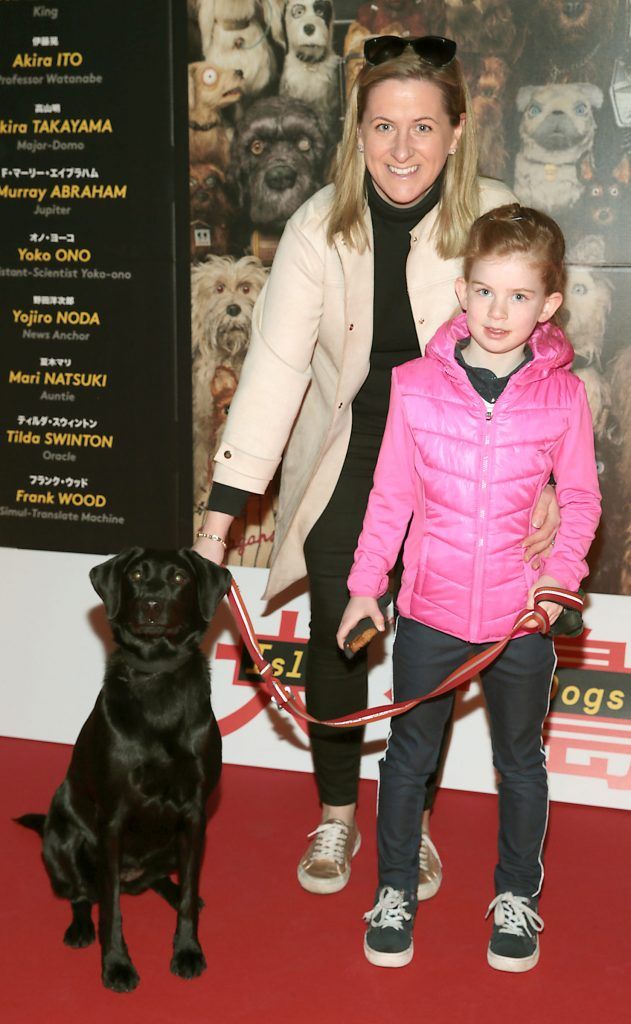 Samantha Burrows and Lauren Deasy and dog Maggie at the special preview screening of Isle of Dogs at the Lighthouse Cinema, Dublin. Photo by Brian McEvoy