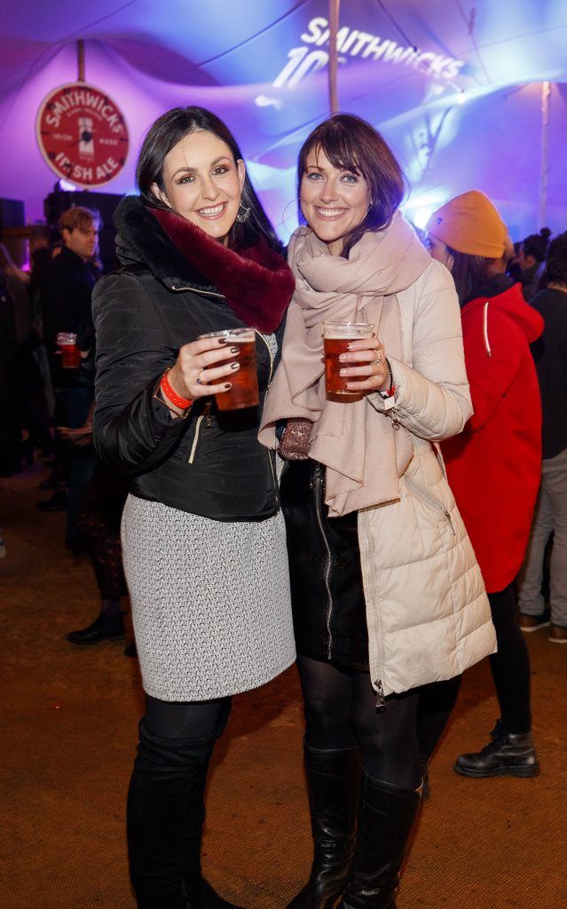 Karleen Smyth and Louise O'Reilly ictured at Smithwick's 10° West alternative New Year's celebration featuring a range of both daytime activities and evening entertainment on Achill Island. Picture: Andres Poveda