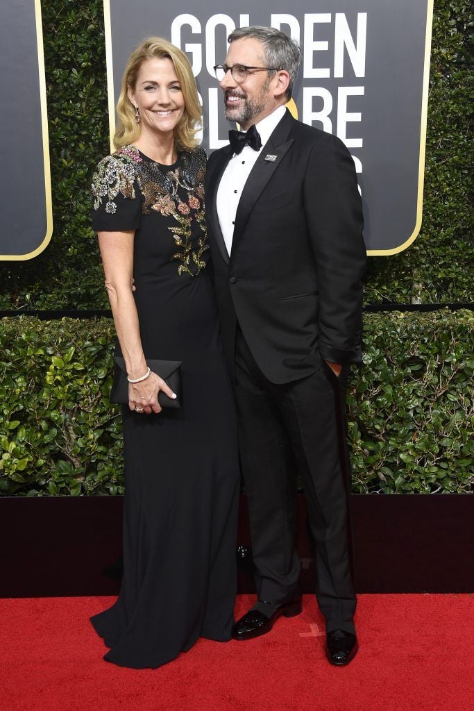 BEVERLY HILLS, CA - JANUARY 07:  Actor Steve Carell (R) and Nancy Carell attend The 75th Annual Golden Globe Awards at The Beverly Hilton Hotel on January 7, 2018 in Beverly Hills, California.  (Photo by Frazer Harrison/Getty Images)