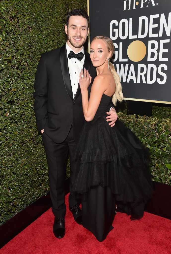 BEVERLY HILLS, CA - JANUARY 07:  Olympic Medalist Nastia Liukin (R) and Matt Lombardi attend The 75th Annual Golden Globe Awards at The Beverly Hilton Hotel on January 7, 2018 in Beverly Hills, California.  (Photo by Alberto E. Rodriguez/Getty Images)