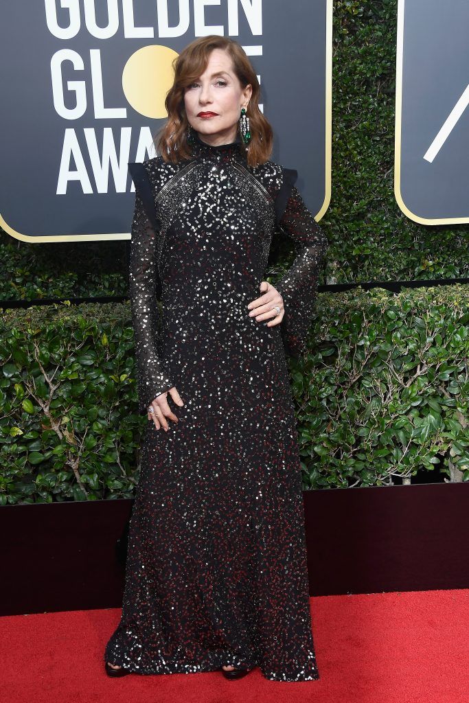 BEVERLY HILLS, CA - JANUARY 07:  Actor Isabelle Huppert attends The 75th Annual Golden Globe Awards at The Beverly Hilton Hotel on January 7, 2018 in Beverly Hills, California.  (Photo by Frazer Harrison/Getty Images)